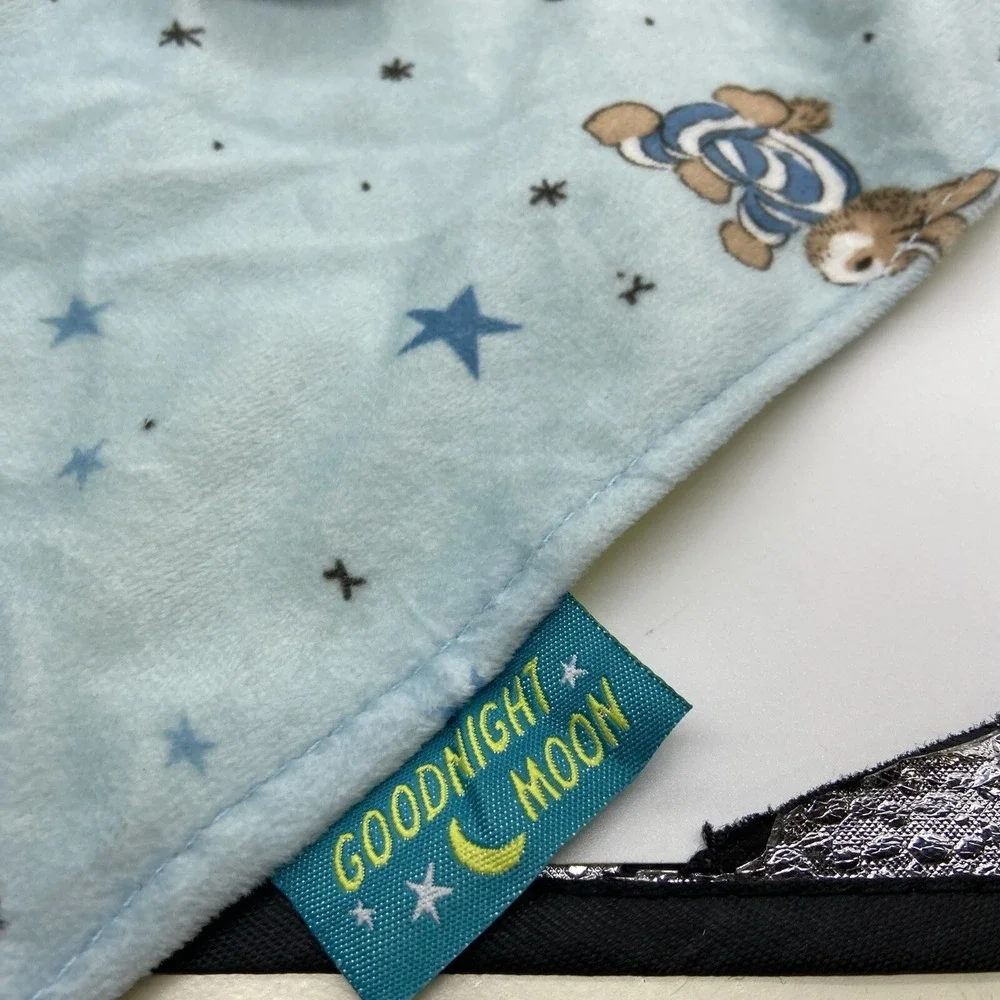 Goodnight‎ Moon Bunny Lovey Security Blanket Blue Yellow Plush Stars Moon Rabbit